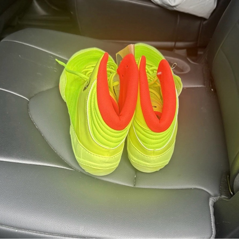 Asics Neon Green and Red Wrestling Shoes